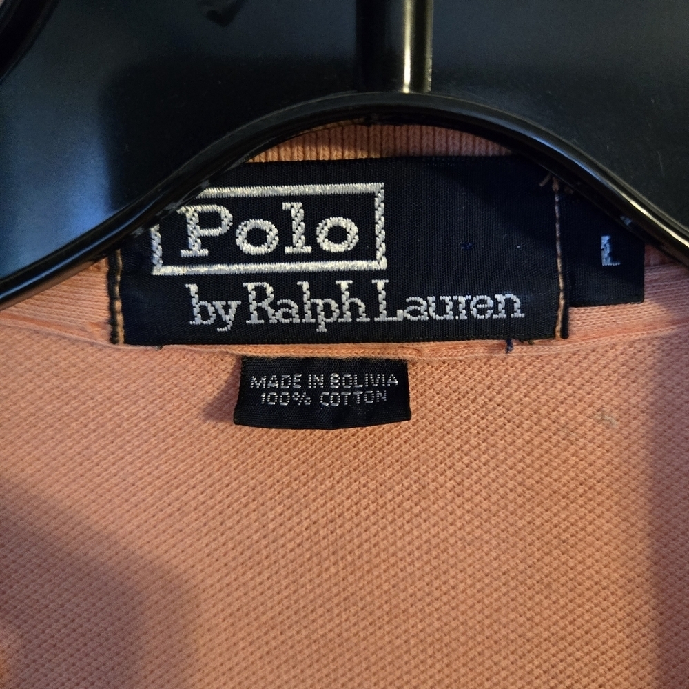 Men's Ralph Lauren Peach Colored Polo Shirt, Size Large - Picture 4 of 7